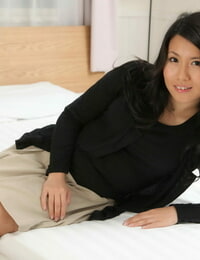 Japanese solo model Mikage Sakata strips to 2 lump undergarments in the kitchen