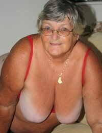 Morbidly obese nan Grandma Libby capture a nip before spreading her cunt