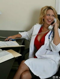 Hot doctor Brianna Beach gives titjob before sliding stiff rod in her muff