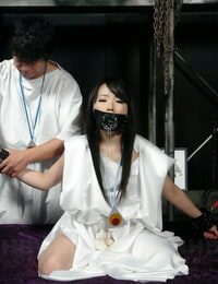 Sweet Asian girl with a blindfold Ai Mizushima enjoys a hard gangbang
