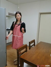 Japanese housewife Mizuho Yamashiro blows and pounds her guy when he gets home
