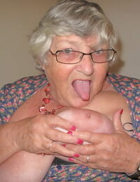 Huge UK nan Grandma Libby bares her knockers on a balcony before getting ballsack nude