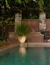 Naked couple Daisy Layne & Dick Chibbles enjoy fellatio & fucking by the pool