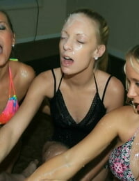Horny teenage honeys discovering jism swapping with their mature friend