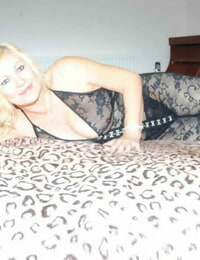Hot older blonde Dimonty lets her saggy knockers free from a fabulous bodystocking