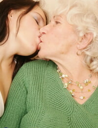Buxomy granny receives oral pleasure from two sexy lesbian teenagers
