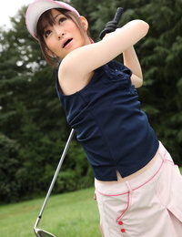 Tasty sports girl Michiru Tsukino experiences her golf sway nude on the links