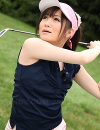 Tasty sports girl Michiru Tsukino experiences her golf sway nude on the links