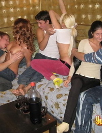 Young girls engage in gang hook-up while attending a pizza soiree