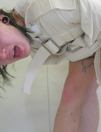 Horny slut a straight jacket Amelia Dire gets suspended for painful fucking
