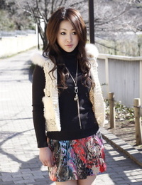 Wonderful Japanese college stunner Yu Yamashita wears short mini-skirt and seized boots