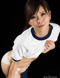 Japanese chick has her palms tied behind back before a sloppy face nail