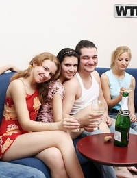 Inebriated college kids get involved in hardcore gang lovemaking games