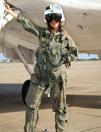Sizzling mature honey Roni takes off from military air strength uniform