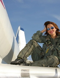 Sizzling mature honey Roni takes off from military air strength uniform