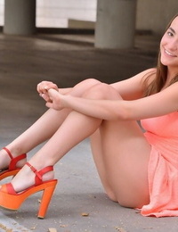 Jeri thick orange high-heeled slippers - part 749