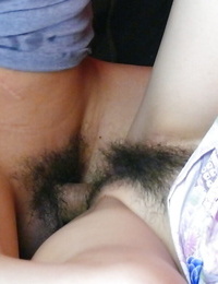 Homemade photos of Asian woman Yuki Mizuho running in rivulets jism from fur covered pussy