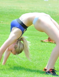 Wild teen girl removes her clothes as she jogs and ends up naked at the park