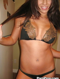 Sexy Latina chick Brilliant Petra flashing her nice tits around the house