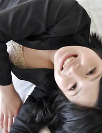 Smiley asian teenage Reika Hayano strips down and gets taunted with sex toys