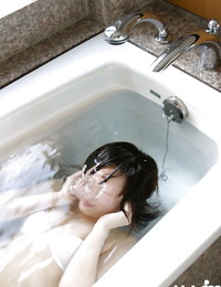 Hina Tachibana stripping off her uniform and taking bath in her undergarments