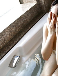 Hina Tachibana stripping off her uniform and taking bath in her lingerie