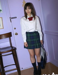 safado Ásia estudante Hikaru Koto Escorregar fora ela uniforme