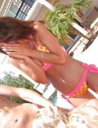 Teen cutie in bikini AJ Estrada has a wild orgy outdoor with her girls