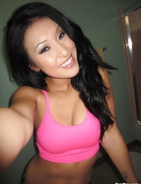 Asian ultra-cutie Jayden Lee taking naked self shots as she strips