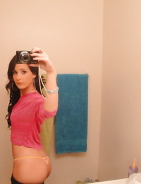 Barely eighteen teen Mia Valentine taking naked mirror selfies while disrobing