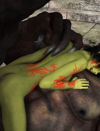 Green skin elf getting hard fucked by two wolves - part 281