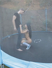 Brazilian teenage nympho Gina Valentina loves anal invasion outdoor sex on trampoline