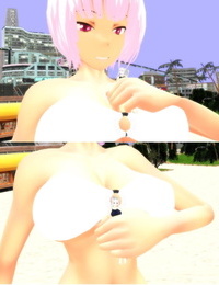Fumika At the beach with Pinkzilla - part 2
