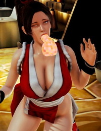 Mai Shiranui after losing a struggle and found her self in a sloppy situation
