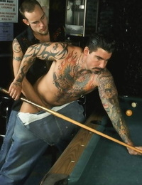 Inked muscle suffers sucking and nailing in a billiard parlour - part 1577