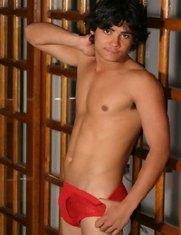 Gay latino fills out his crimson underwear with a truly nice big dick - part 273