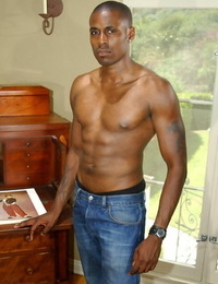 Gay black guy demonstrating off his warm assets and thick hard-on - part 797