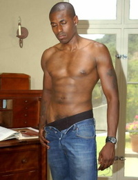 Gay black guy demonstrating off his warm assets and thick hard-on - part 797