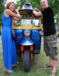 Beautiful Thai lady Mon flirting with a cute male tourist in public